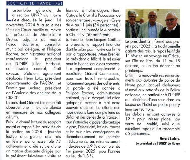 ASSEMBLÉE GÉNÉRALE DU 14 NOVEMBRE 2024
